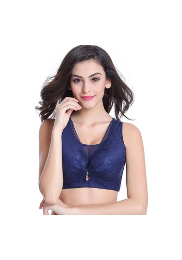 Mavi Fallsweet Kadın Yelek Sütyen Bcd Fincan Mesh İle Push Up Sütyen Tam Kapsama Sütyen Gündelik Giyim Mavi