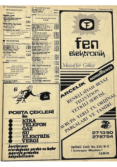 İzmir 1982-1983 Meslek Reklam İlanı Efemera S559