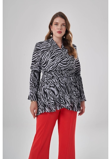 Mizalle Zebra Desenli Tunik Çok Renkli