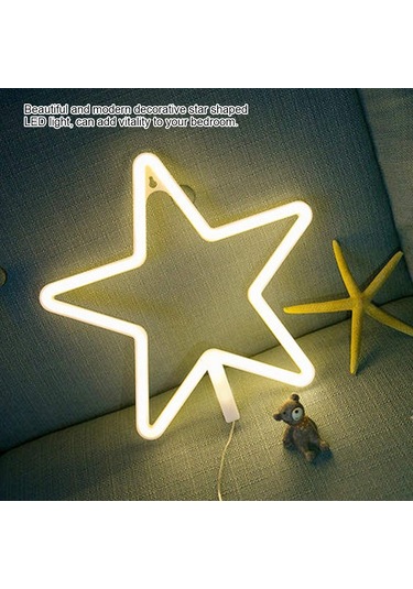 Konesam Yıldız Şekilli Led Neon Işık - Usb/aa Pil İle Ev Dekorasyonu, Odalar, Parti Ve Hediyelik Işık Pil Yok Diğer
