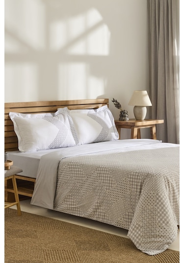 Kaşmir Home Flavo %100 Pamuk Çift Kişilik Nevresim Takımı Gri Gri