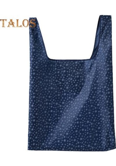 Koyu Mavi Alışveriş Çantası Büyük Kapasiteli Yeniden Kullanılabilir Kare Şekli Dayanıklı Açık Taşınabilir Katlanır Alışveriş Çantası Ev Gereçleri Koyu Mavi