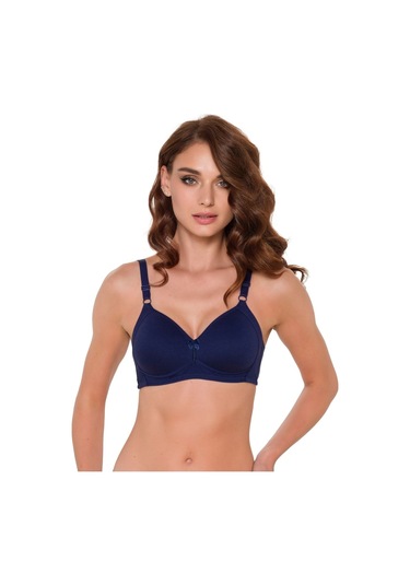 Penye Lacivert Telsiz / Balensiz Süngerli Toparlayıcı Sütyen Lacivert