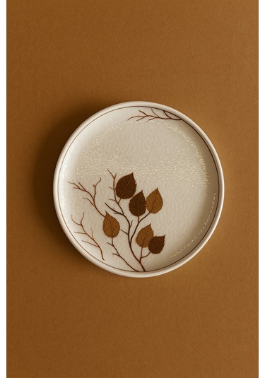 Seramık 6 Kısılık Sonbahar 14 Parca Seramık Kahvaltı Takımı Beyaz