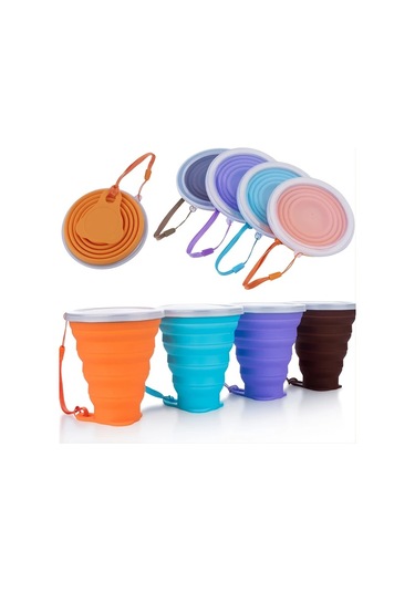 Elmpaly Katlabilir Silikon Seyahat Bardağı 270ml Gri Kamp Ve Doğa Yürüyüşü