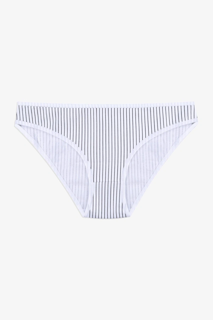 Kadın 3'lü Pamuklu Basic Külot 11040 Beyaz - Siyah