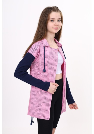 Toontoy Kız Çocuk Komple Baskılı Hırka Pembe