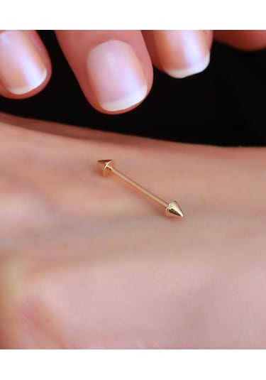 14 Ayar Altın Ok Kaş Piercing Sarı Altın