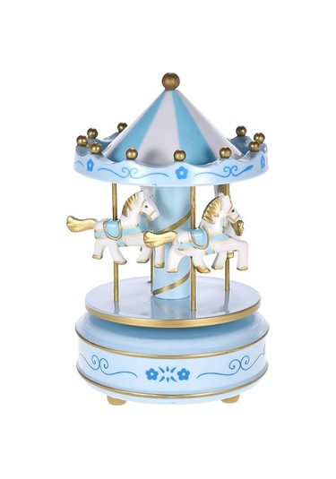 Novahub Döner Atlı Karusel Müzik Kutusu - Klasik Melodi İle Çocuklar İçin Eğlenceli Hediye Mavi, Kırmızı Mavi