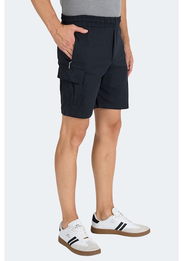 Slazenger Neck I Erkek Fermuar Cepli Siyah Şort Siyah