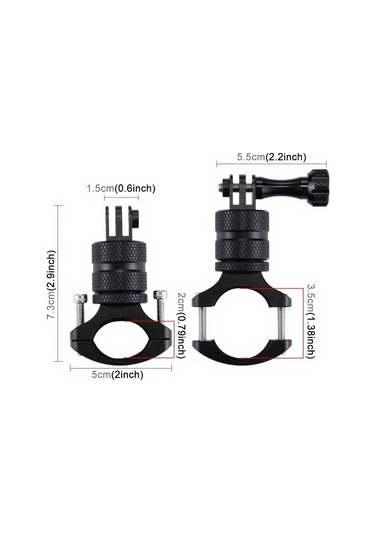 Fosenze Puluz Alüminyum Allyuminiyum Bisiklet Tutucu 360 Derece Döner, Gopro Hero 11/10/9/8, Dragon Touch, Akaso, Sjcam Kamera İçin Uyumlu, Vidalı Montaj, Siyah