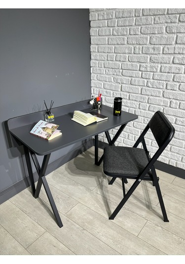 Buse Çalışma Masası Ofis Bilgisayar Masası + Katlanır Sandalyeli