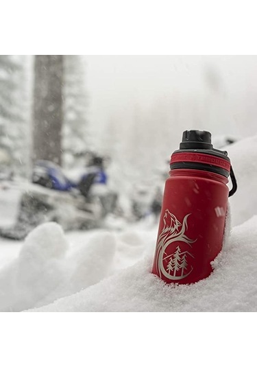 18 Oz Vakum Yalıtımlı Spor Şişesi Özel Lazer Oyulmuş Seçenekler Paslanmaz Çelik, Çift Duvarlı, Geniş Ağız Siyah - Boş Siyah