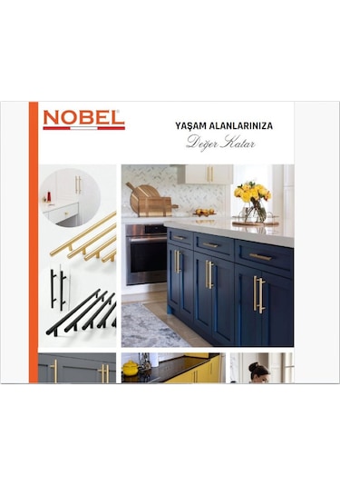 Paslanmaz Boy Kulp Nobel Mat Gold 128 Mm Modern Dolap & Çekmece Kulpu 5 Li Paket Gold