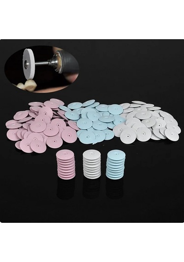 30 Adet Diş Laboratuvarı Parlatma Tekerlekleri Burs Silikon Parlatıcılar Disk Kaba Mavi/beyaz/kırmızı 22 3.5mm