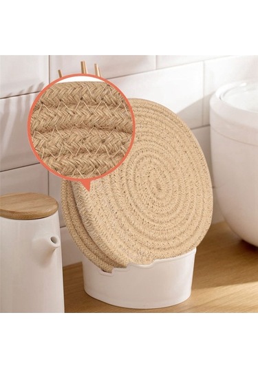 Ulzyvf Yuvarlak Sıcak Set Servisi Sarı-kahverengi Örgülü Kalın Isıya İnç Dayanıklı Amerikan Altlıklar 7 6'lı Lx Sarı - Kahverengi