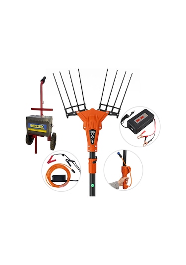 Hfs 33v Akülü Zeytin Hasat Makinesi Seti - 90 Ah Akü + Şarj Aleti + Akü Taşıma Arabası