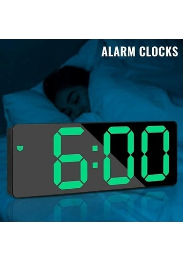Trendooze Yeşil Ve Saati Pil Led, Eklentili Dijital Çalar Ayna Sy