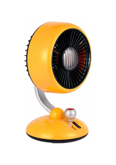 Juo Q3 120 Salınımlı 3 Kademeli Led Işıklı Şarjlı Masaüstü Fan Vantilatör Retro Sarı