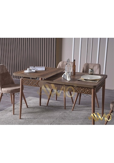 Avvio Belinda Yemek Masası Mutfak Masası Açılır Masa Takımı 4 Sandalyeli Cappucino