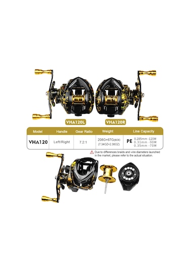 Proberos Vha120 7.2:1 Manyetik Fren Sistemli Yüksek Hızlı Baitcasting Makarası, Balıkçılık Makarası - Sağ El