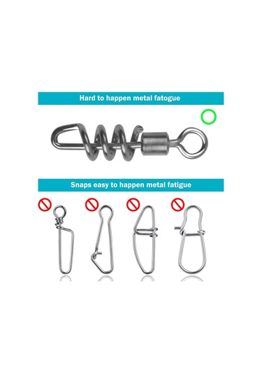 8 -2/0 50 Adet Yem Kilidi, Ağır Hizmet Tipi Döner Bağlantı Elemanları İle Tirbuşon Yemler Balıkçılık Aksesuarları Hızlı Yem Kilidi Bağlantı Elemanları Tuzlu Su Tatlı Su Diğer