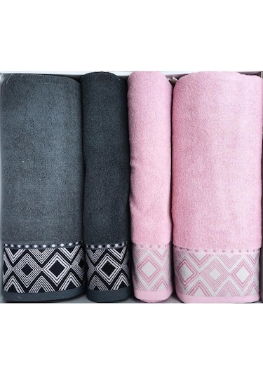 Özdilek Snazzy Best Set Hamam Takımı Antrasit-pembe Çok Renkli