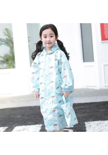 Karikatür Çocuk Suya Dayanıklı Yağmurluk Mavi