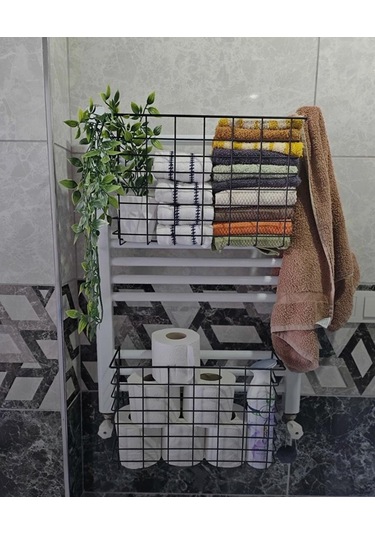 2'li Dolap İçi Düzenleyici 1 Adet Kanguru Raf 1 Adet Çok Amaçlı Sepet Siyah