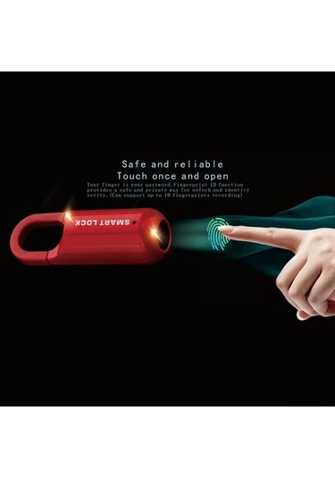 Createtech Parmak İzi Kilidi - Şifresiz, Su Geçirmez, Taşınabilir 110mah Akıllı Kilt