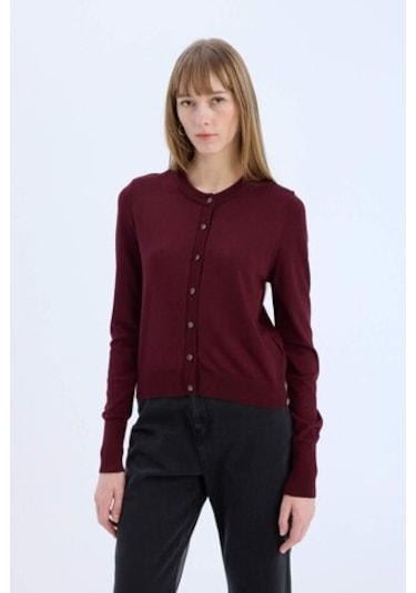 Defacto Regular Fit Bisiklet Yaka Hırka E5032ax24wnbr467 Bordo