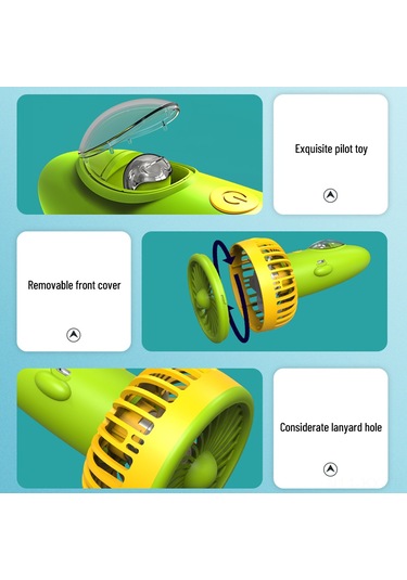 Kangvka Yenilenebilir Usb Boyun Bağlı Mini Fan - 3 Hız Ayarı, Taşınabilir Ev/outdoor Kullanım, Yeşil-sarı Renk F6