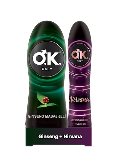 Okey Ginseng Masaj Jeli 200 ML + Okey Nirvana Uyarıcı Jel 100 ML