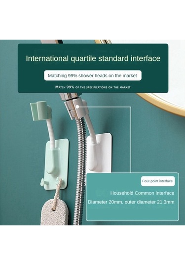 Primepickings Pembe 2 Parça 360 Derece Ayarlanabilir Duş Başlığı Braketi Delmesiz Duvara Monte Evrensel 2 Katlı Gri