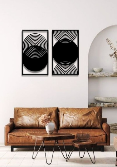 Bohem Stil Modern 2 Li Metal Duvar Dekoru Seti 40 X 75