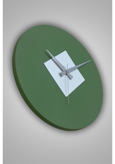 Roundka Model Metal Sıvama Akar Sessiz Mekanizmalı Duvar Saati 40 40 Cm Yeşil Beyaz