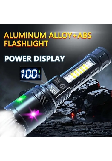 Valkyrie Şarjlı 15w Led 7 Işık Modu Çakarlı Zoom Özellikli Dijital Güç Göstergeli Uzun Pil Ömrü Siyah