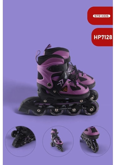 Vadi Mor Silikon Tekerli Ayarlanabilir Işıklı Paten L 39-42 Hp7128 Mor