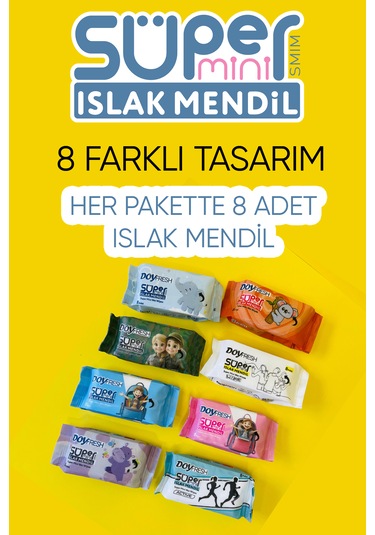 Doyfresh Süper Mini Islak Mendil 1 Paket 8'li Mix