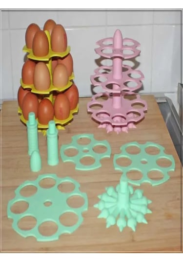- 3 Katlı Dikey Yumurta Standı 18 Li Yumurta Tutucu Organizer Sarı
