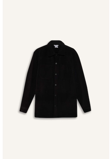 DeFacto Relax Fit Polar Uzun Kollu Siyah Gömlek A4782AX24WNBK81 DeFacto Relax Fit Polar Uzun Kollu Siyah Gömlek A4782AX24WNBK81