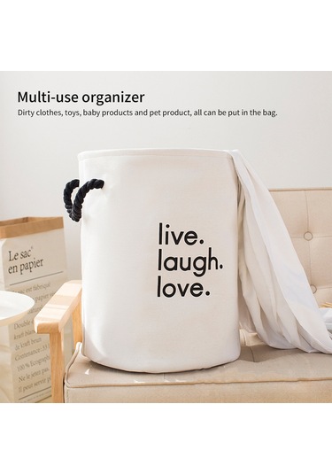 Kosona Çift Kollü Katlanabilir Kumaş Çamaşır Sepeti - Büyük Kapasiteli, Dayanıklı, Banyo Ve Yatak Odası İçin - Beyaz Diğer