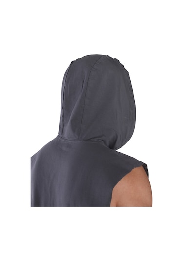 Musclecloth Training Club Kapüşonlu Kolsuz Sweatshirt Füme Gri