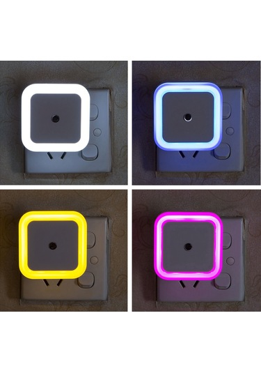 Geeksen Eu Plug Mavi Led Akıllı Işık Kontrollü Sensör Gece Lambası - Enerji Tasarruflu Odalar, Koridorlar İçin Otomatik Aç/kapat Duvar Soket Lambası Mavi