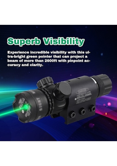 Maoyaya Yeşil Optik Maser Yüksek Güç El Feneri, Usb Şarj, Ayarlanabilir Ray Montaj Siyah