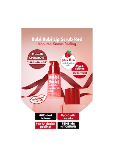 Unpa Ölü Derileri Arındıran Köpüren Dudak Peelingi UNPA Bubi Bubi Lip Scrub Red