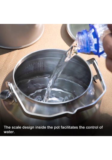 Tenfowee 1l Paslanmaz Çelik Kamp Çaydanlığı - Hafif Ve Dayanıklı Outdoor Çay/kahve Demleme Gümüş