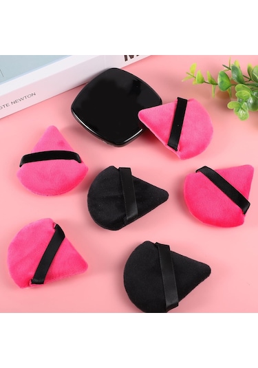 12 Adet Üçgen Pudra Puf, Yüz İçin Yumuşak Makyaj Puf, Gevşek Pudra Ve Kozmetik Fondöten İçin Güzellik Süngeri, Sabitleyici Pudra Puf Blender Makyaj Aleti Siyah, Gül Kırmızısı