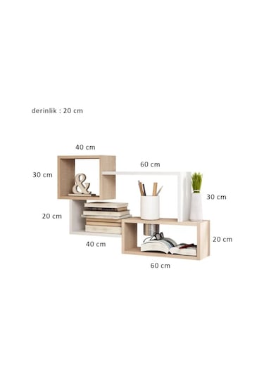 Rafkestir Tokyo Duvar Rafı ( Tek Renk ) Hareli Ceviz (Mat)