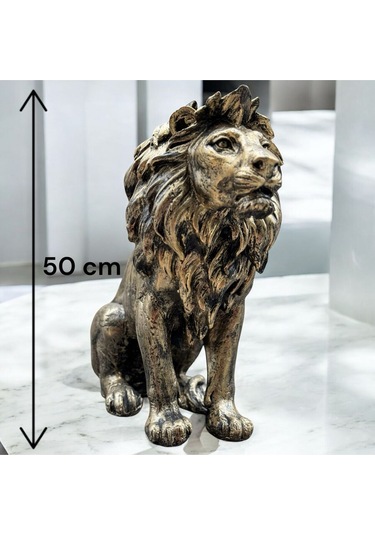 Dekoratif Polyester Büyük Boy Arslan Biblo Gold Eskitme
